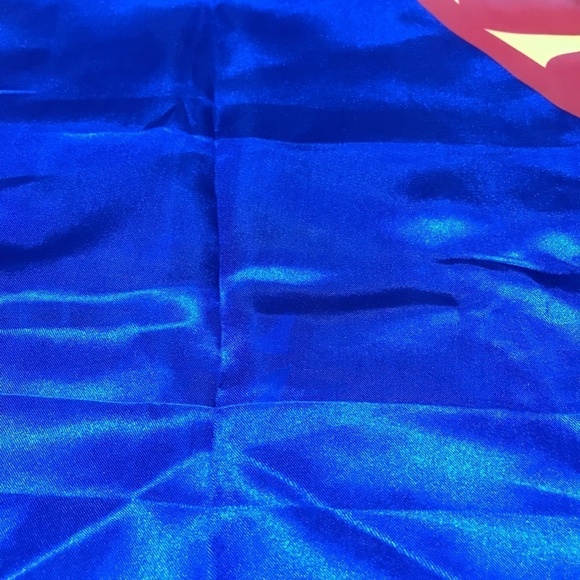 Super Man Cape Blue Hero Shield Reversible Halloween Book Parade Preppy Classic - Picture 4 of 6